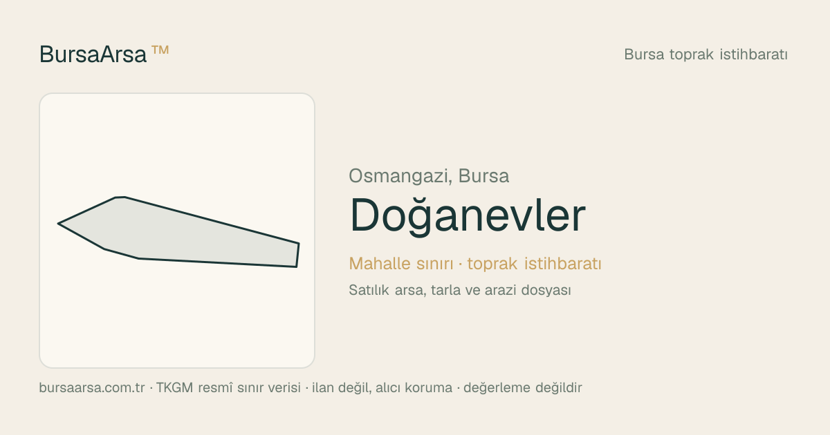 Doğanevler (Osmangazi) mahalle sınırı, TKGM kadastro verisi