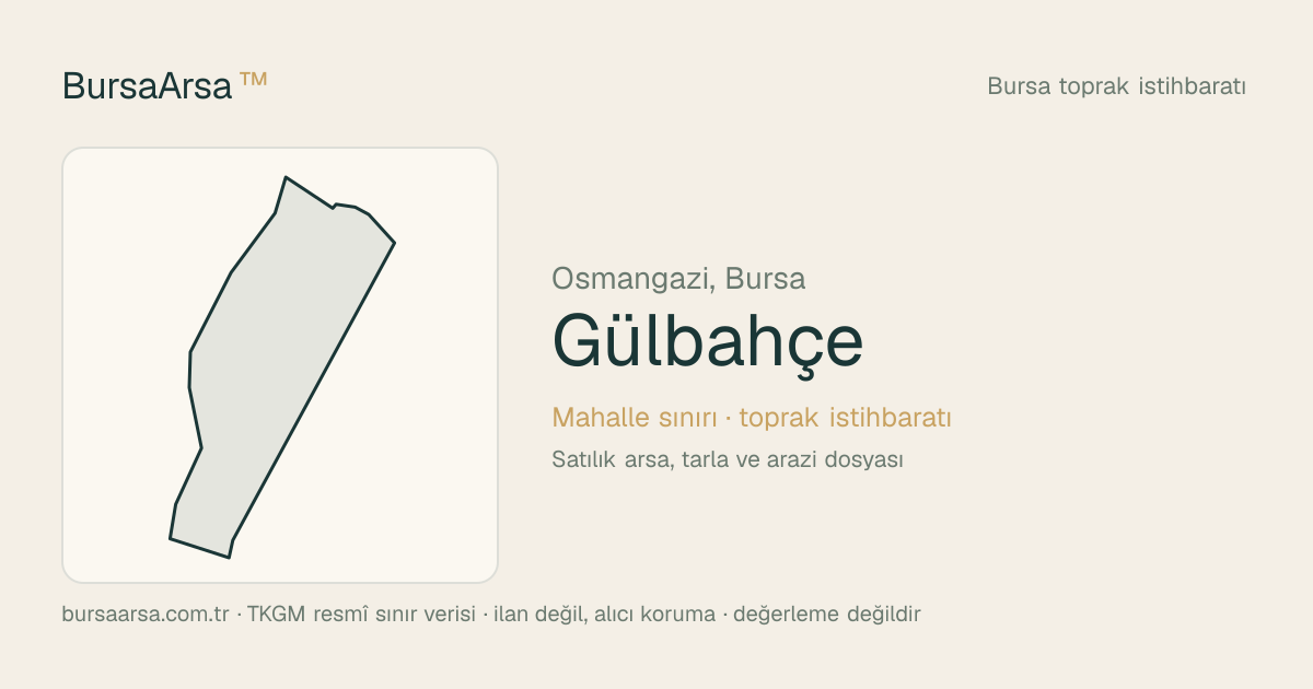 Gülbahçe (Osmangazi) mahalle sınırı, TKGM kadastro verisi