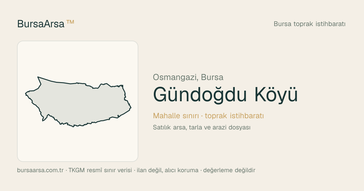 Gündoğdu Köyü (Osmangazi) mahalle sınırı, TKGM kadastro verisi