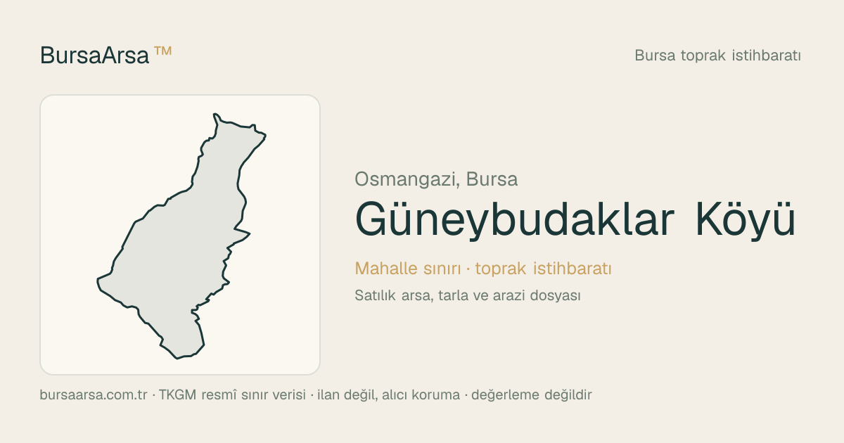 Güneybudaklar Köyü (Osmangazi) mahalle sınırı, TKGM kadastro verisi