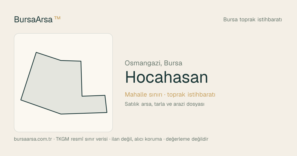 Hocahasan (Osmangazi) mahalle sınırı, TKGM kadastro verisi