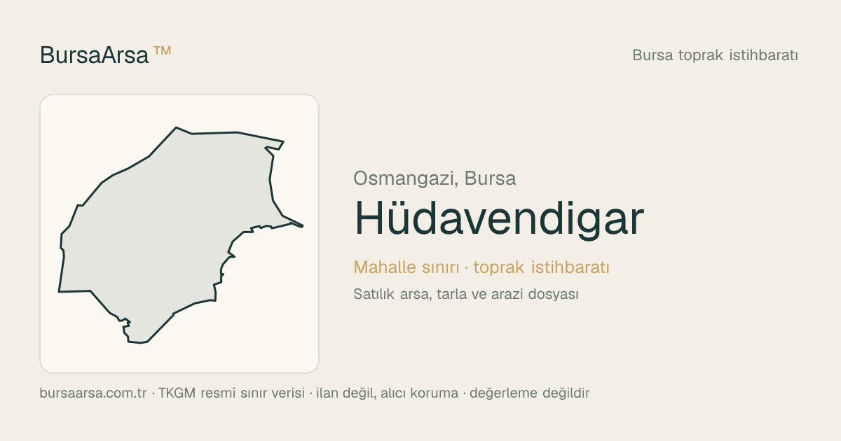 Hüdavendigar (Osmangazi) mahalle sınırı, TKGM kadastro verisi