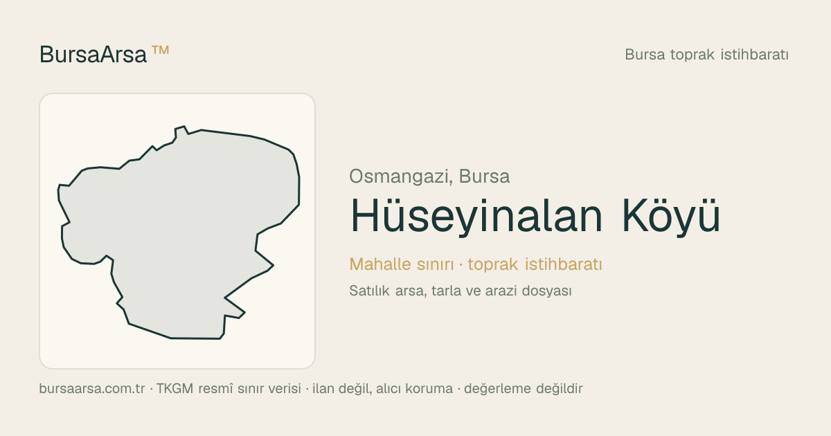 Hüseyinalan Köyü (Osmangazi) mahalle sınırı, TKGM kadastro verisi