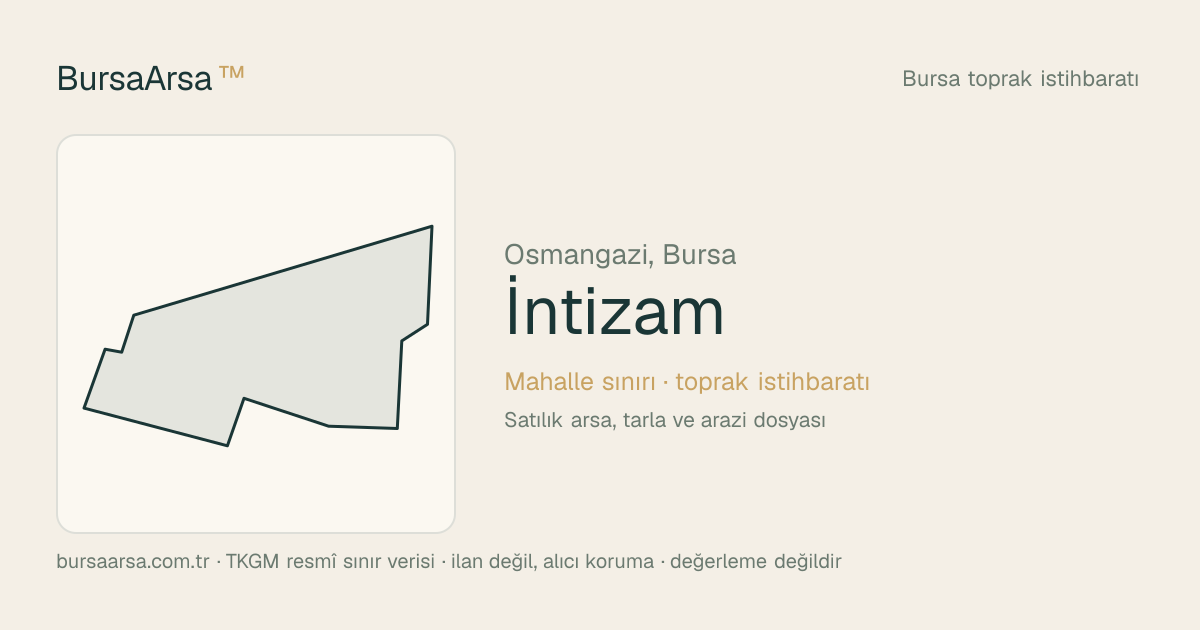 İntizam (Osmangazi) mahalle sınırı, TKGM kadastro verisi