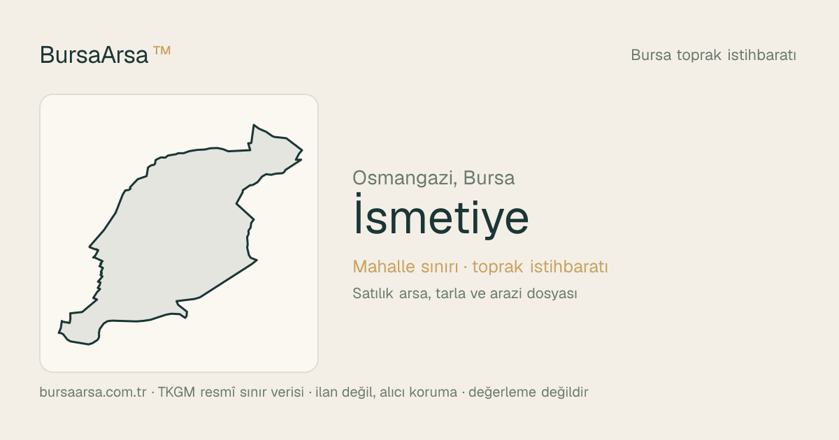 İsmetiye (Osmangazi) mahalle sınırı, TKGM kadastro verisi