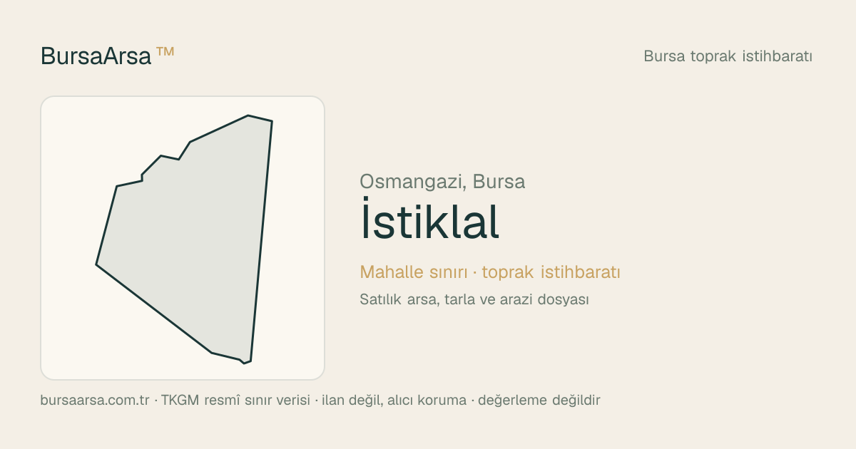 İstiklal (Osmangazi) mahalle sınırı, TKGM kadastro verisi