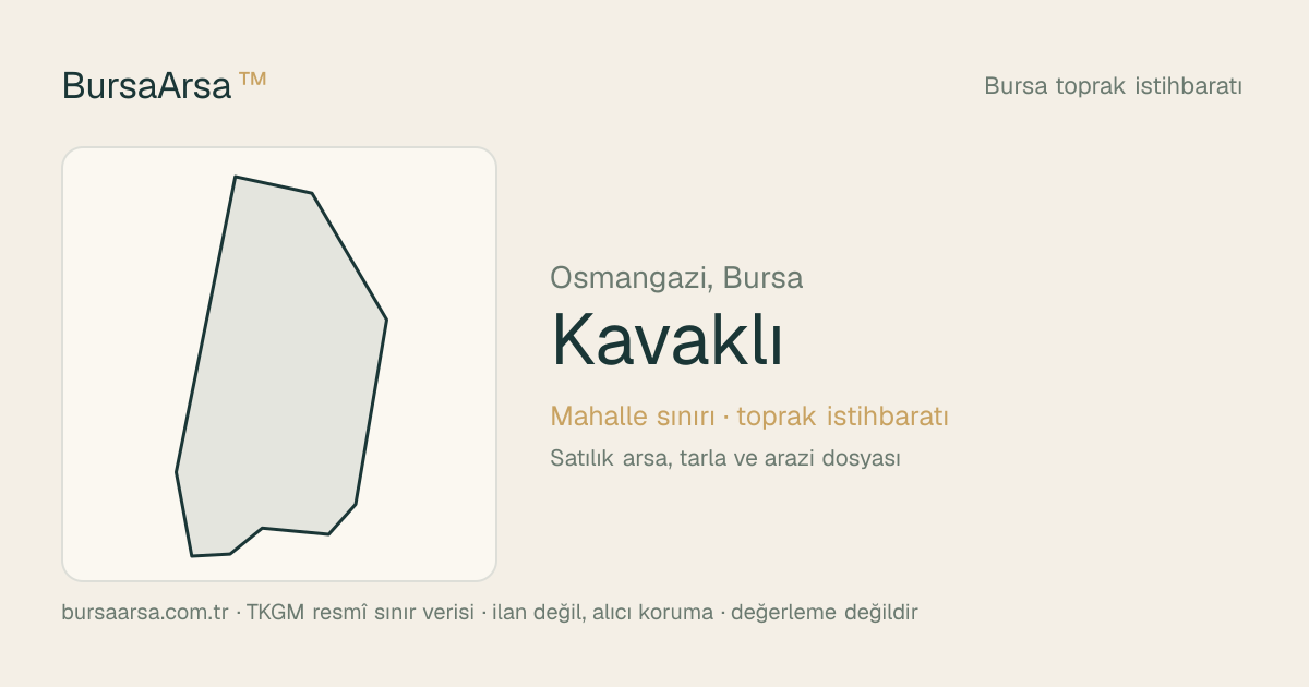 Kavaklı (Osmangazi) mahalle sınırı, TKGM kadastro verisi