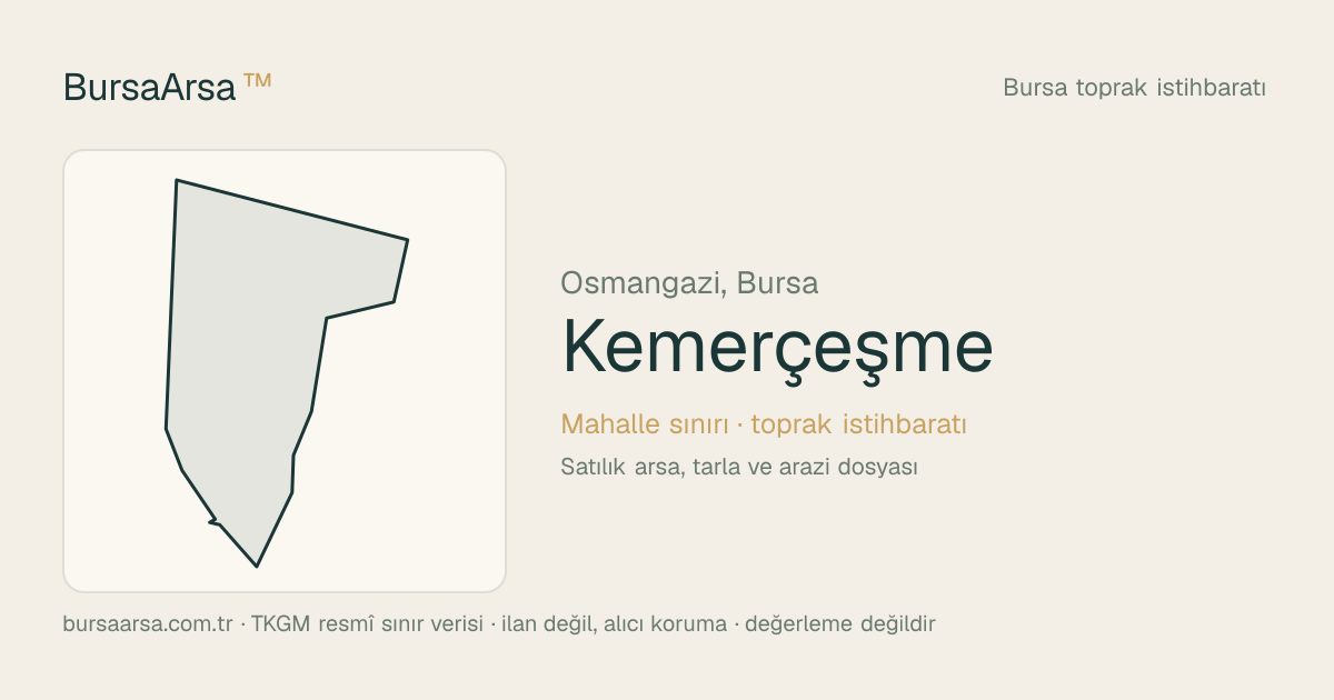 Kemerçeşme (Osmangazi) mahalle sınırı, TKGM kadastro verisi