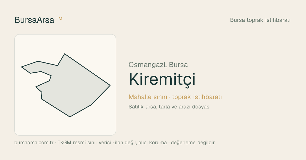 Kiremitçi (Osmangazi) mahalle sınırı, TKGM kadastro verisi