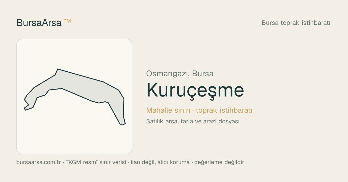 Kuruçeşme (Osmangazi) mahalle sınırı, TKGM kadastro verisi