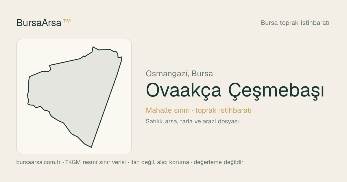 Ovaakça Çeşmebaşı (Osmangazi) mahalle sınırı, TKGM kadastro verisi