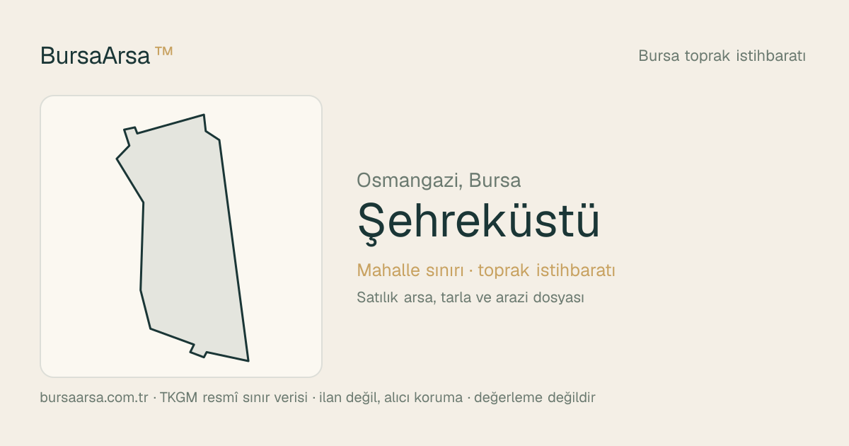 Şehreküstü (Osmangazi) mahalle sınırı, TKGM kadastro verisi