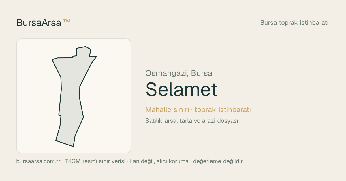 Selamet (Osmangazi) mahalle sınırı, TKGM kadastro verisi