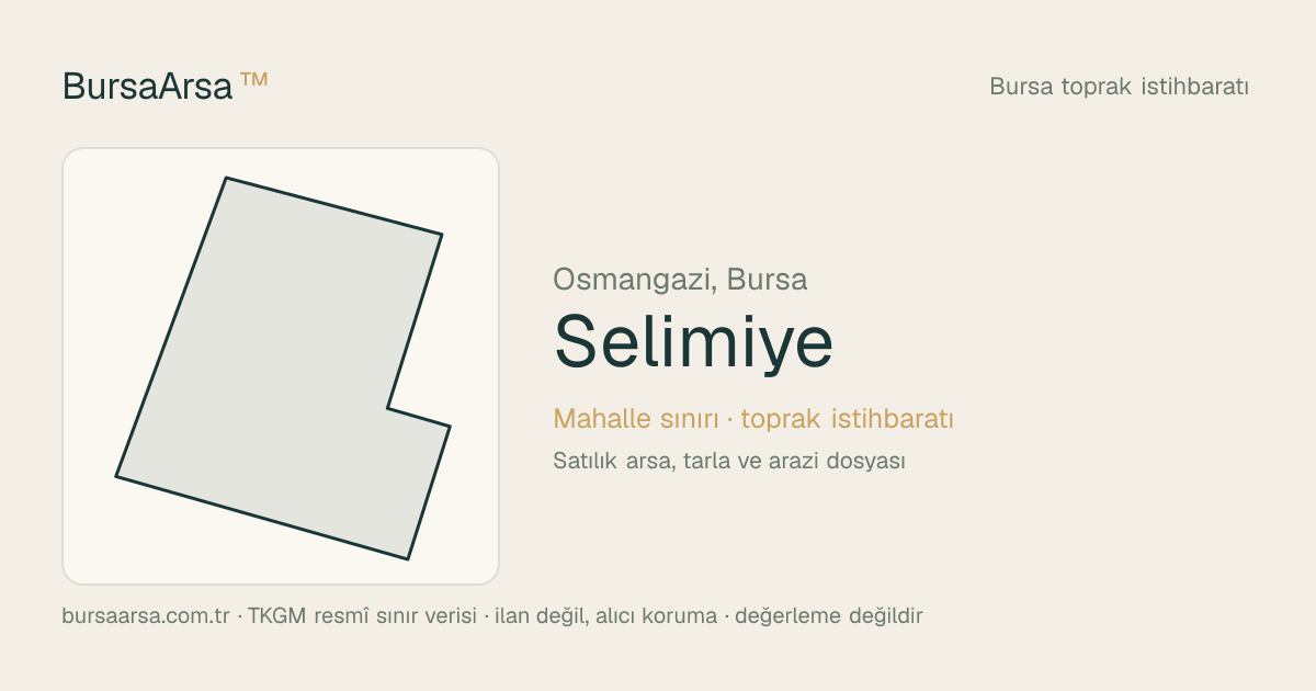 Selimiye (Osmangazi) mahalle sınırı, TKGM kadastro verisi