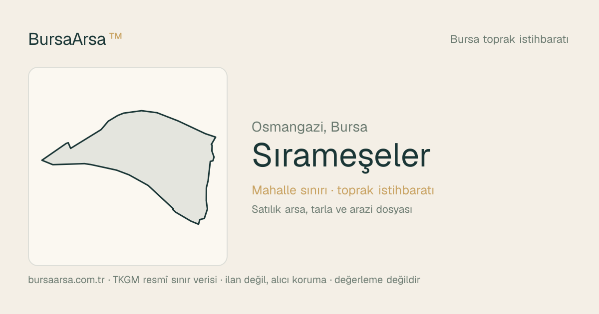 Sırameşeler (Osmangazi) mahalle sınırı, TKGM kadastro verisi