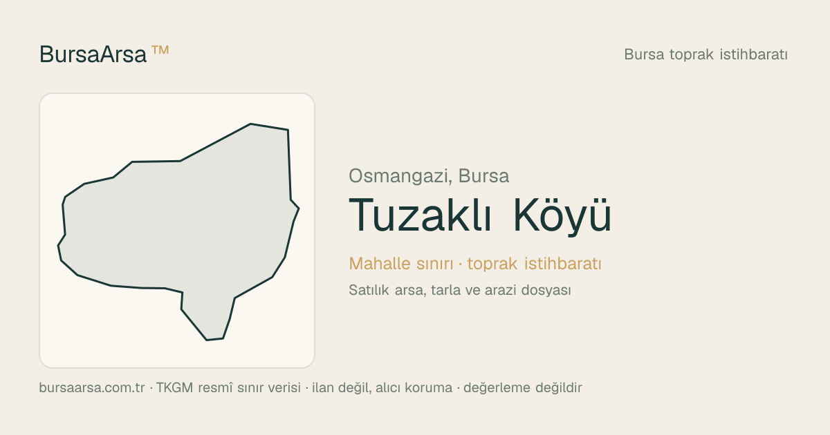 Tuzaklı Köyü (Osmangazi) mahalle sınırı, TKGM kadastro verisi