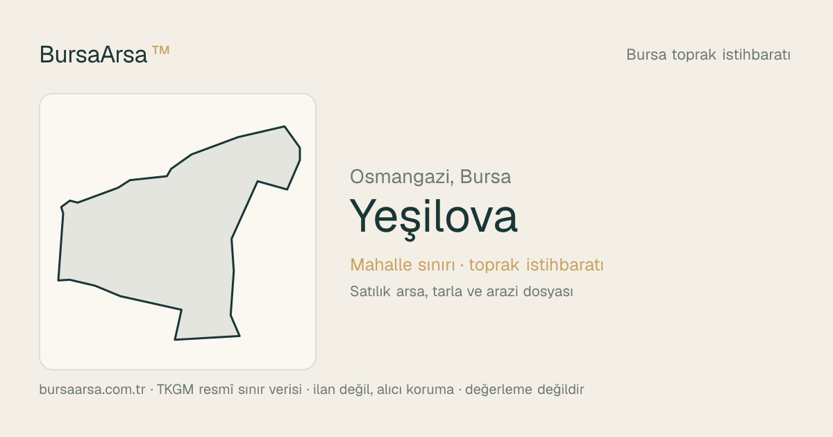 Yeşilova (Osmangazi) mahalle sınırı, TKGM kadastro verisi