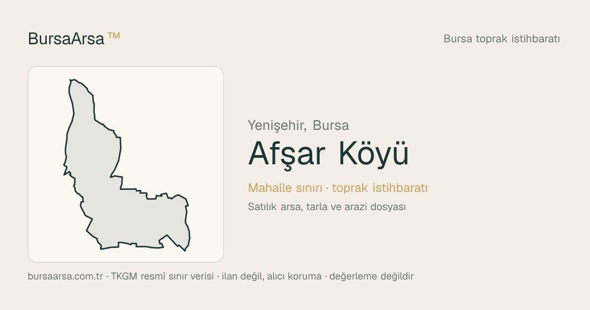 Afşar Köyü (Yenişehir) mahalle sınırı, TKGM kadastro verisi