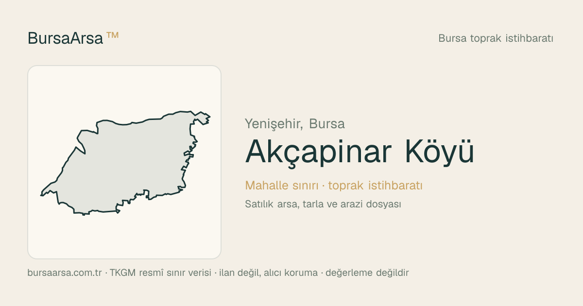 Akçapınar Köyü (Yenişehir) mahalle sınırı, TKGM kadastro verisi