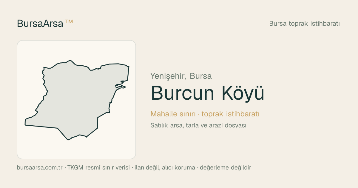 Burcun Köyü (Yenişehir) mahalle sınırı, TKGM kadastro verisi