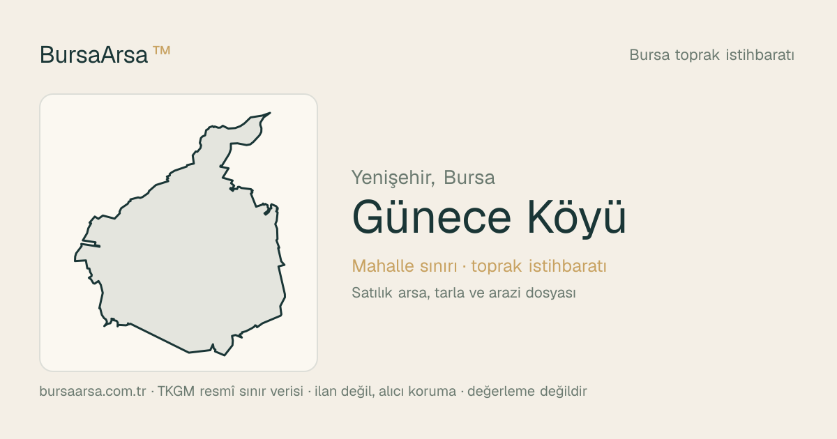 Günece Köyü (Yenişehir) mahalle sınırı, TKGM kadastro verisi
