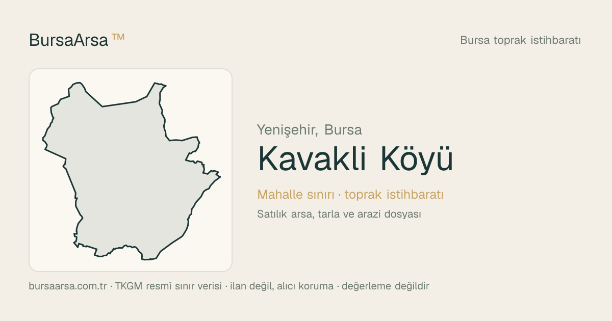 Kavaklı Köyü (Yenişehir) mahalle sınırı, TKGM kadastro verisi