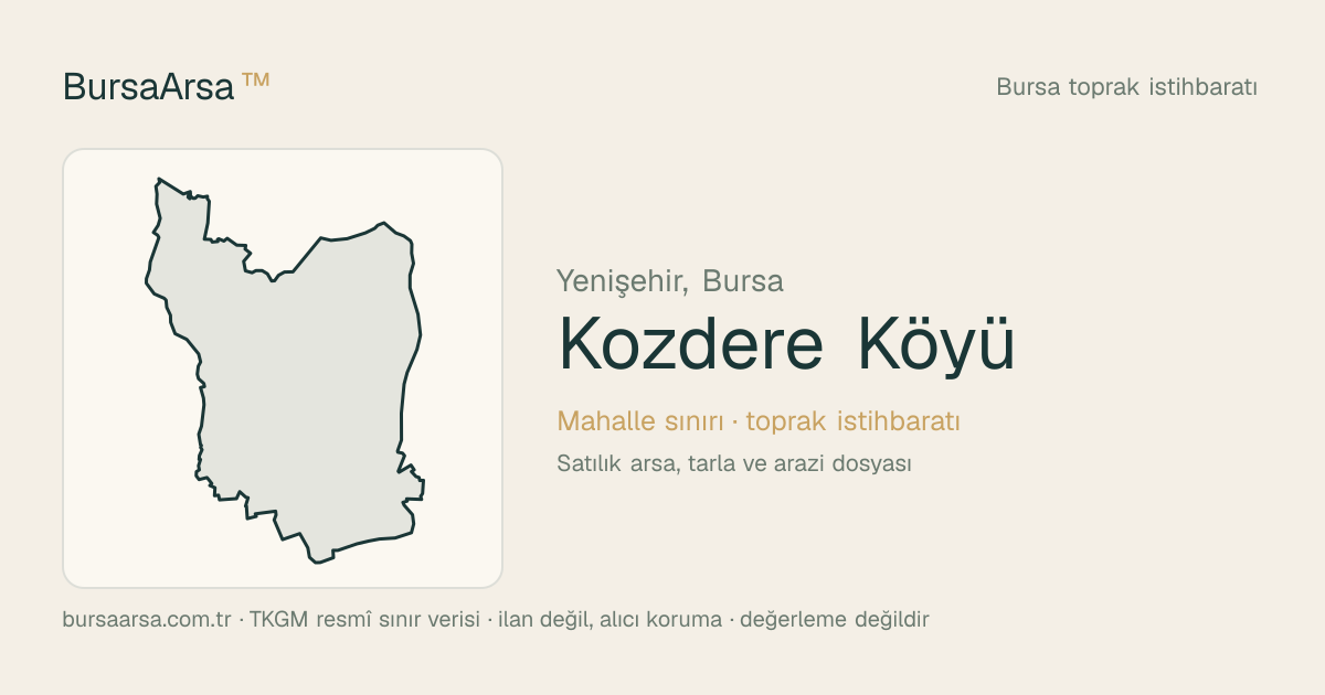Kozdere Köyü (Yenişehir) mahalle sınırı, TKGM kadastro verisi