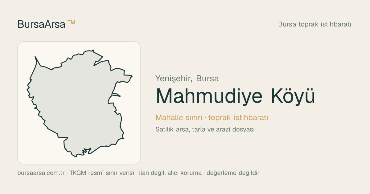 Mahmudiye Köyü (Yenişehir) mahalle sınırı, TKGM kadastro verisi