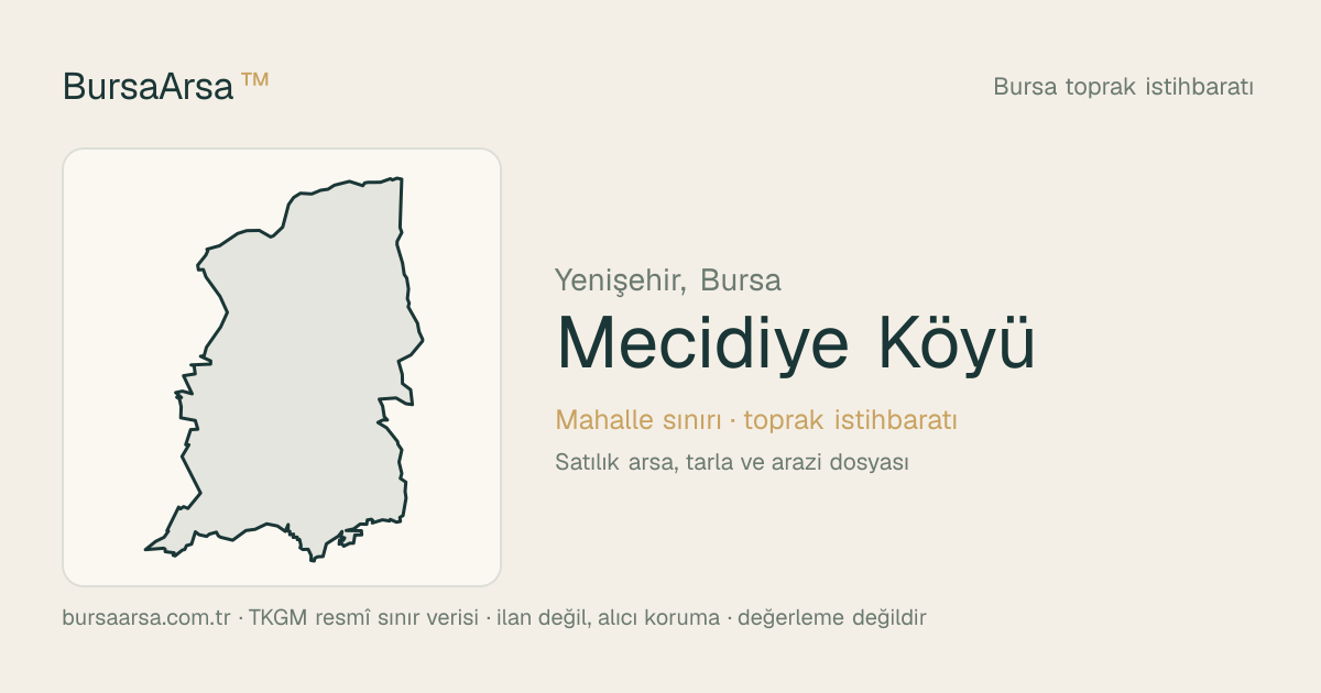 Mecidiye Köyü (Yenişehir) mahalle sınırı, TKGM kadastro verisi
