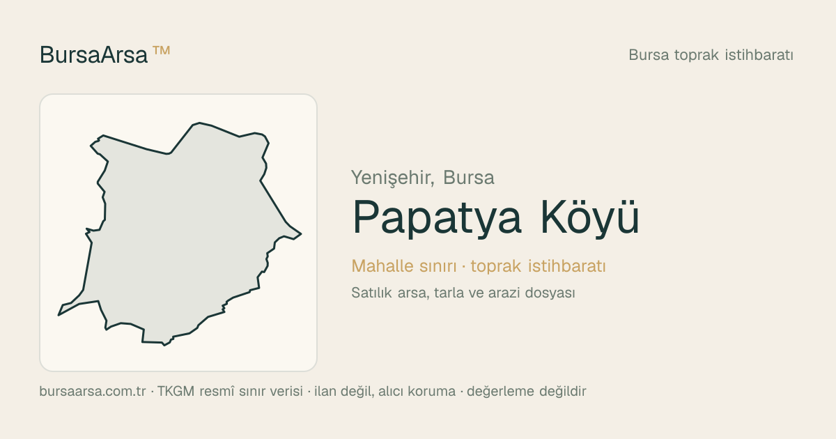 Papatya Köyü (Yenişehir) mahalle sınırı, TKGM kadastro verisi