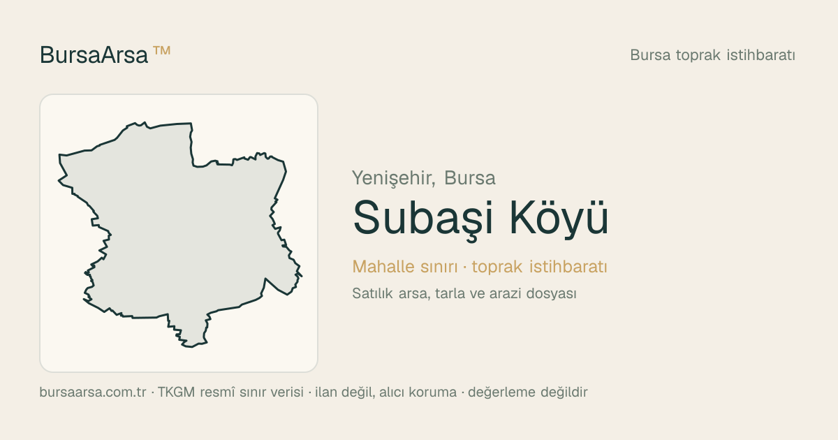 Subaşı Köyü (Yenişehir) mahalle sınırı, TKGM kadastro verisi