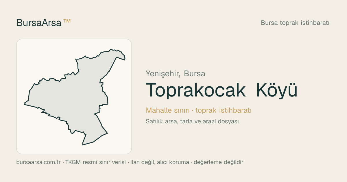 Toprakocak Köyü (Yenişehir) mahalle sınırı, TKGM kadastro verisi