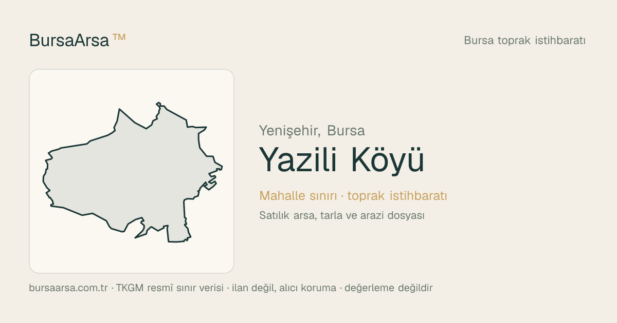 Yazılı Köyü (Yenişehir) mahalle sınırı, TKGM kadastro verisi