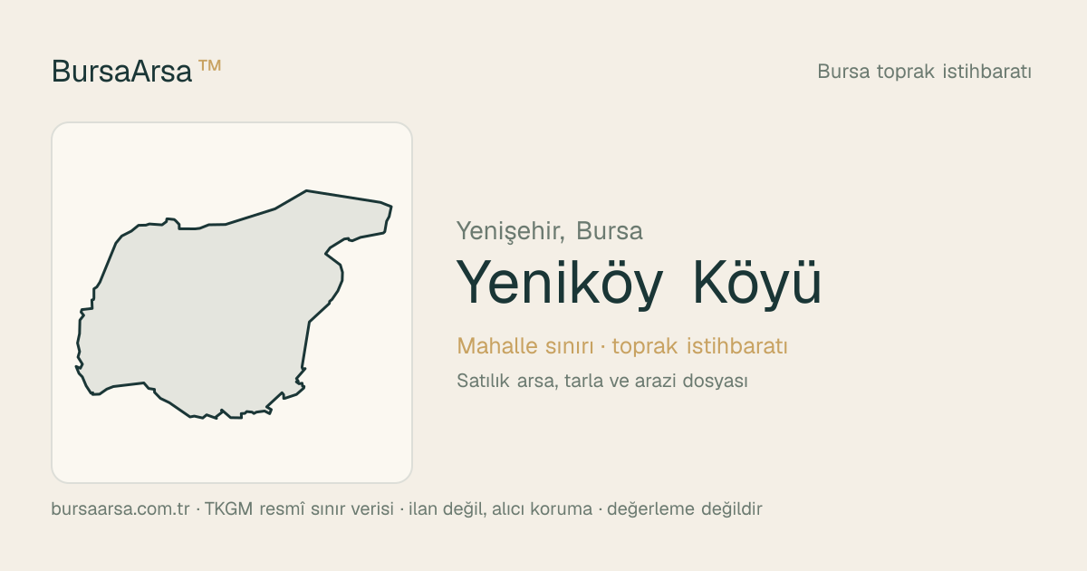 Yeniköy Köyü (Yenişehir) mahalle sınırı, TKGM kadastro verisi