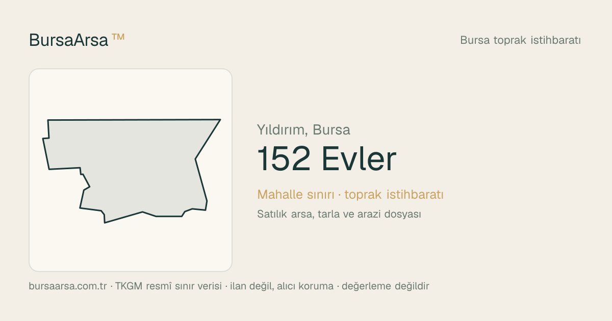 152 Evler (Yıldırım) mahalle sınırı, TKGM kadastro verisi