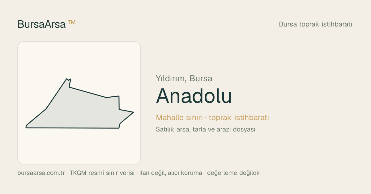 Anadolu (Yıldırım) mahalle sınırı, TKGM kadastro verisi