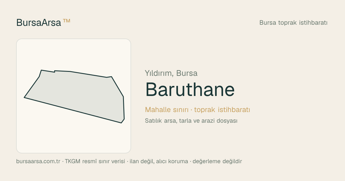 Baruthane (Yıldırım) mahalle sınırı, TKGM kadastro verisi