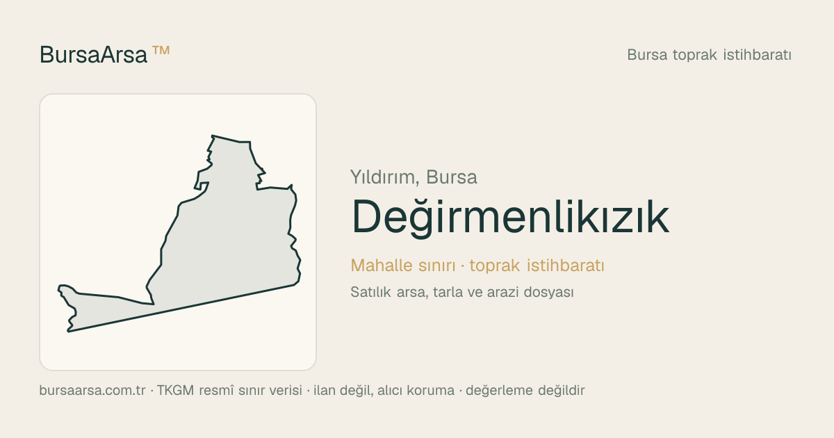 Değirmenlikızık (Yıldırım) mahalle sınırı, TKGM kadastro verisi