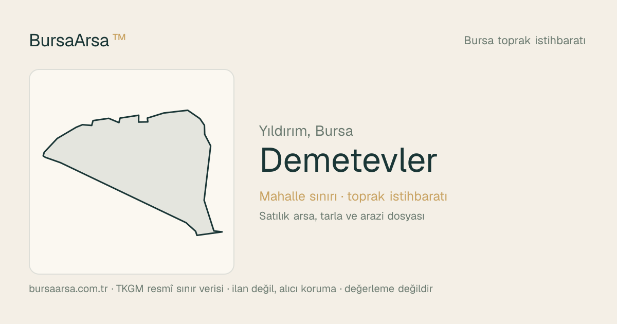 Demetevler (Yıldırım) mahalle sınırı, TKGM kadastro verisi