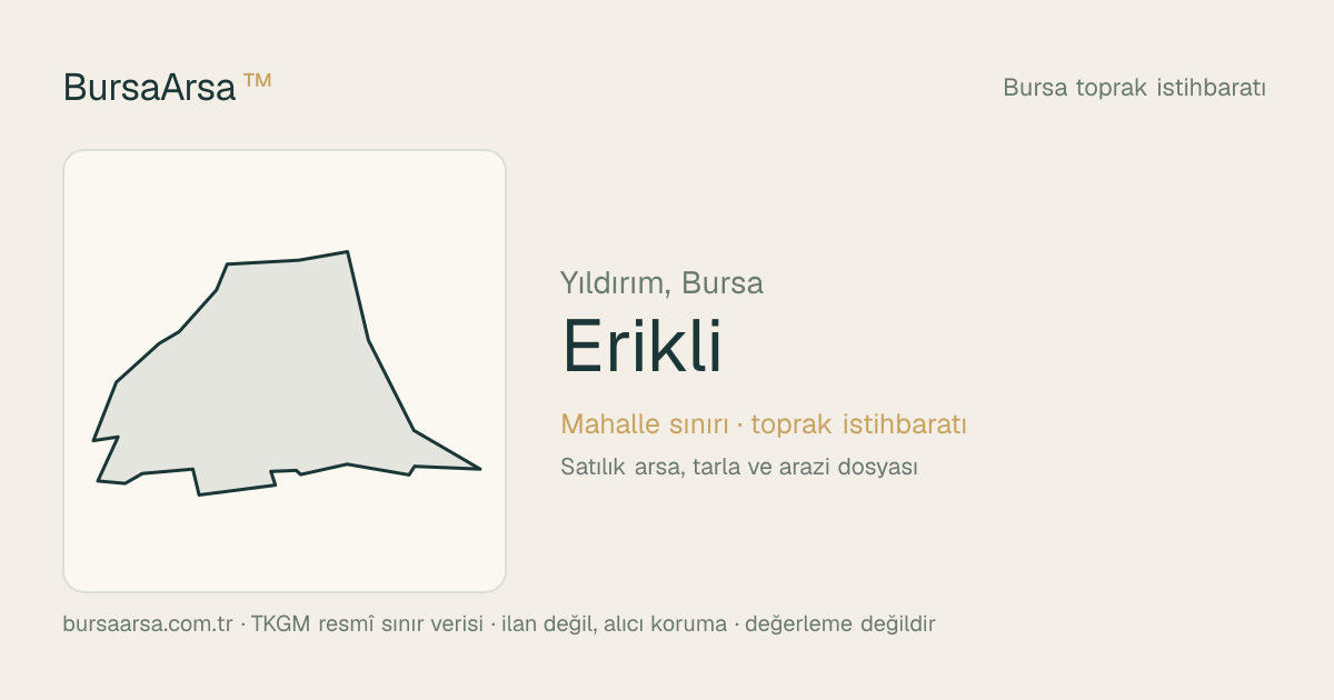 Erikli (Yıldırım) mahalle sınırı, TKGM kadastro verisi