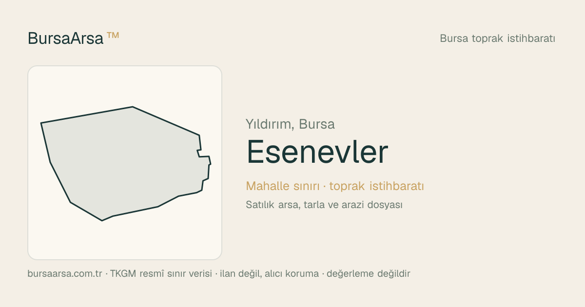 Esenevler (Yıldırım) mahalle sınırı, TKGM kadastro verisi