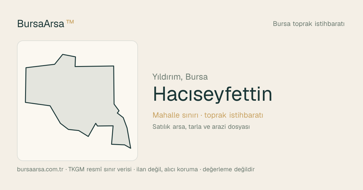 Hacıseyfettin (Yıldırım) mahalle sınırı, TKGM kadastro verisi