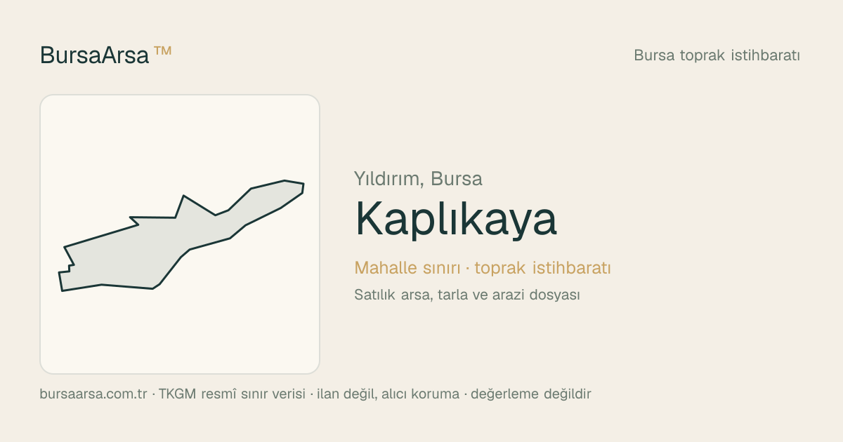 Kaplıkaya (Yıldırım) mahalle sınırı, TKGM kadastro verisi