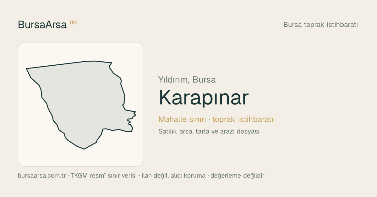 Karapınar (Yıldırım) mahalle sınırı, TKGM kadastro verisi