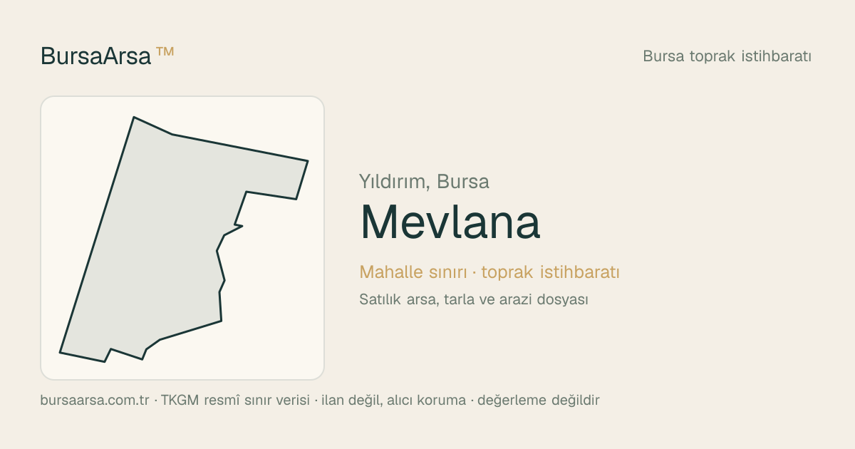 Mevlana (Yıldırım) mahalle sınırı, TKGM kadastro verisi