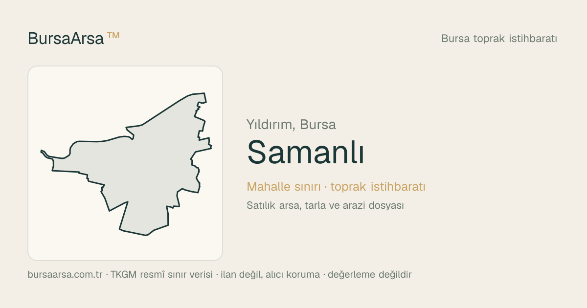Samanlı (Yıldırım) mahalle sınırı, TKGM kadastro verisi
