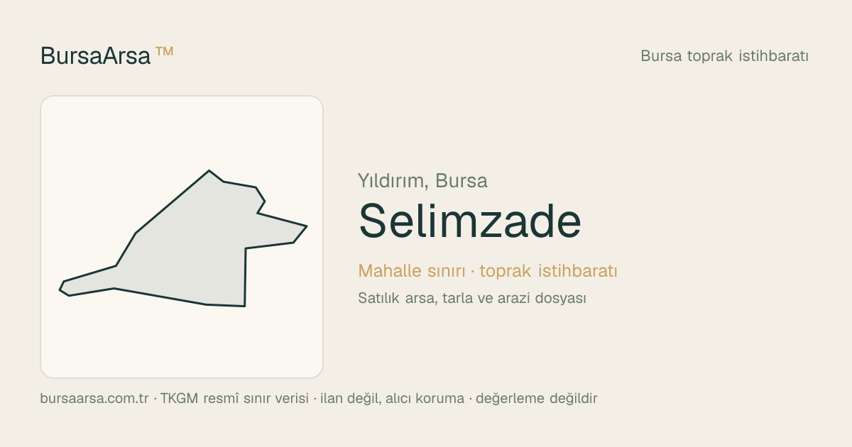 Selimzade (Yıldırım) mahalle sınırı, TKGM kadastro verisi