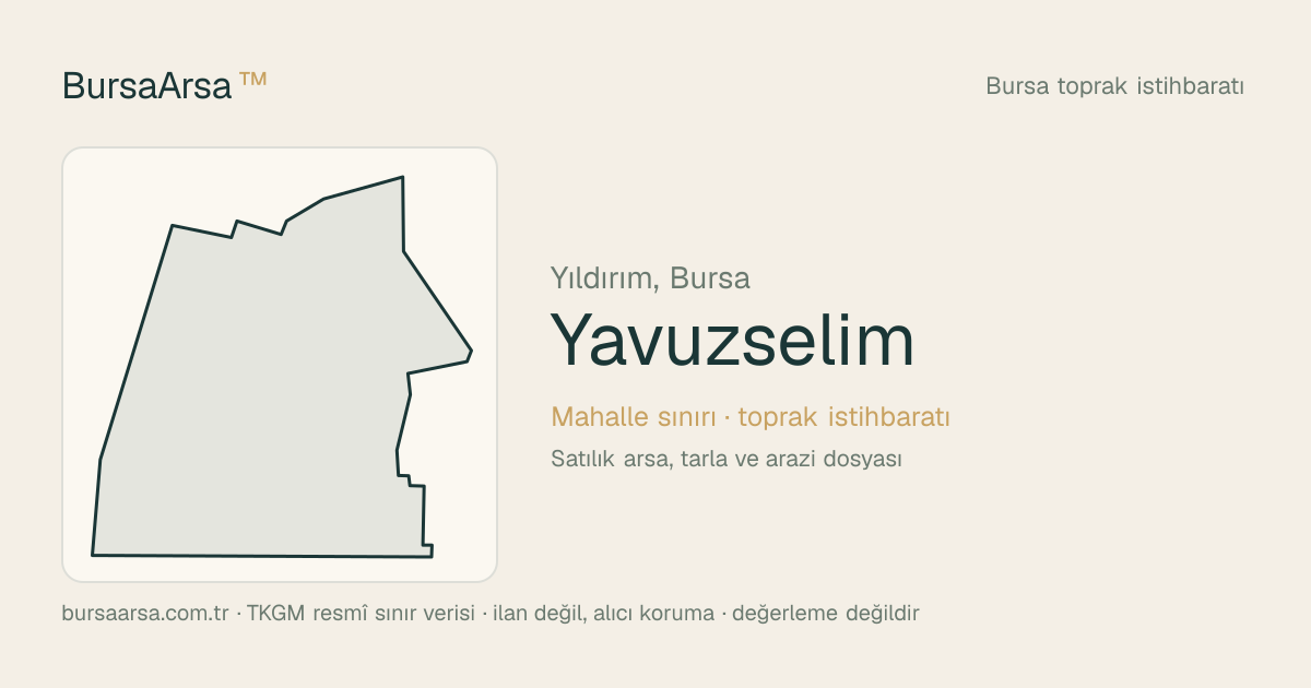 Yavuzselim (Yıldırım) mahalle sınırı, TKGM kadastro verisi