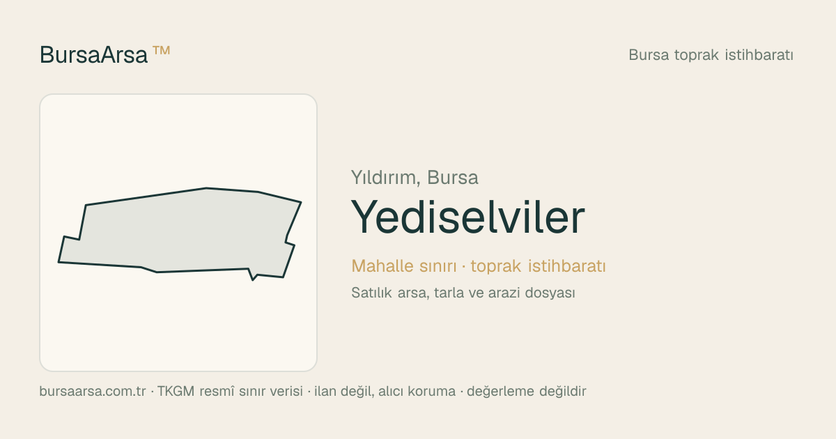 Yediselviler (Yıldırım) mahalle sınırı, TKGM kadastro verisi