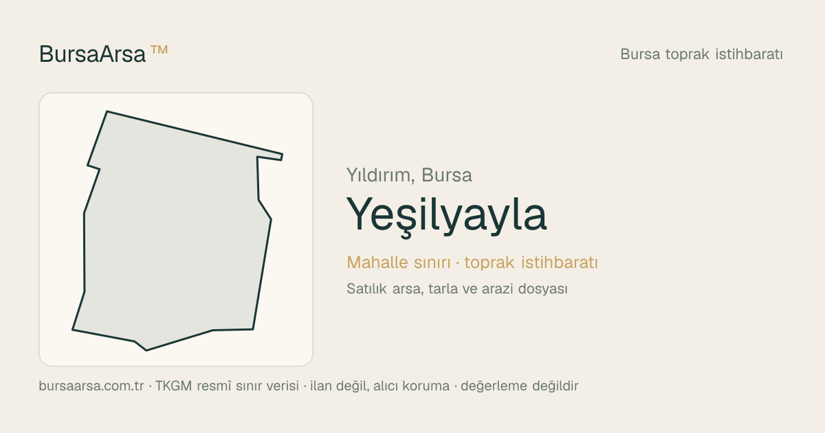 Yeşilyayla (Yıldırım) mahalle sınırı, TKGM kadastro verisi